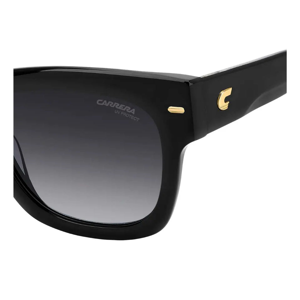 Carrera 3066/S women's  Black sunglasses with gold accents on a white background
