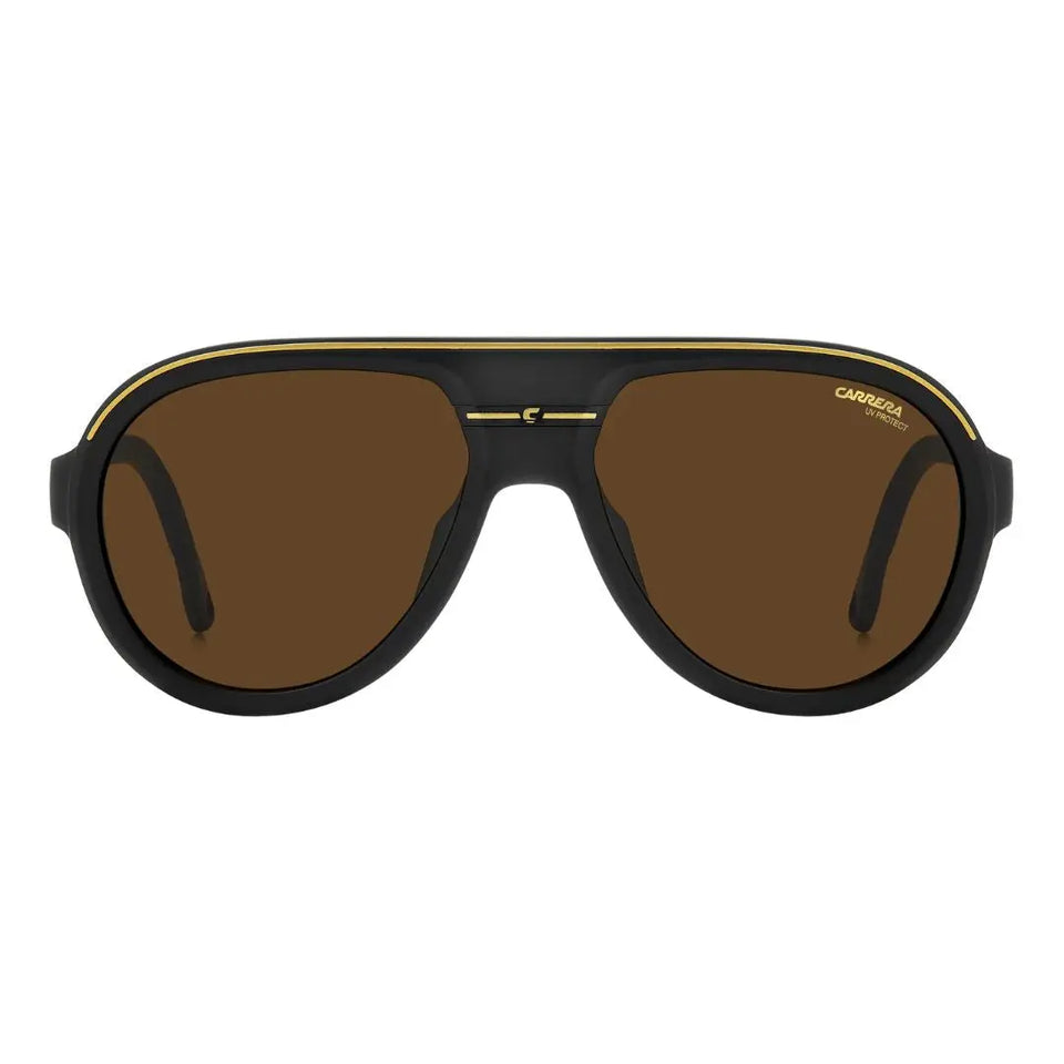 Carrera C Sport 09/S Sunglasses with brown lenses and black frame on a white background