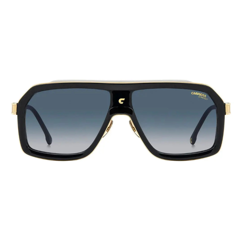 Carrera CA 1053/S/TI men's rectangular Black and gold sunglasses with gradient lenses on a white background