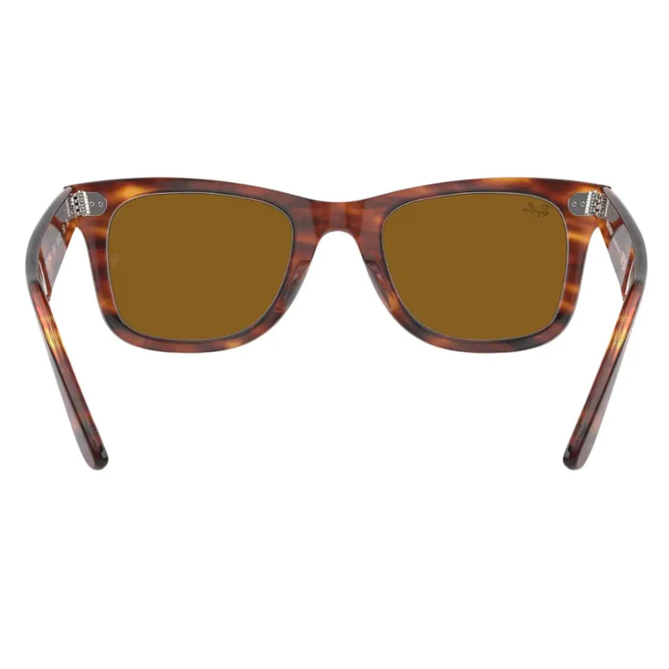 Ray-Ban Wayfarer RB2140 954 Sunglasses - Striped Havana Frame, Brown Lens Back View