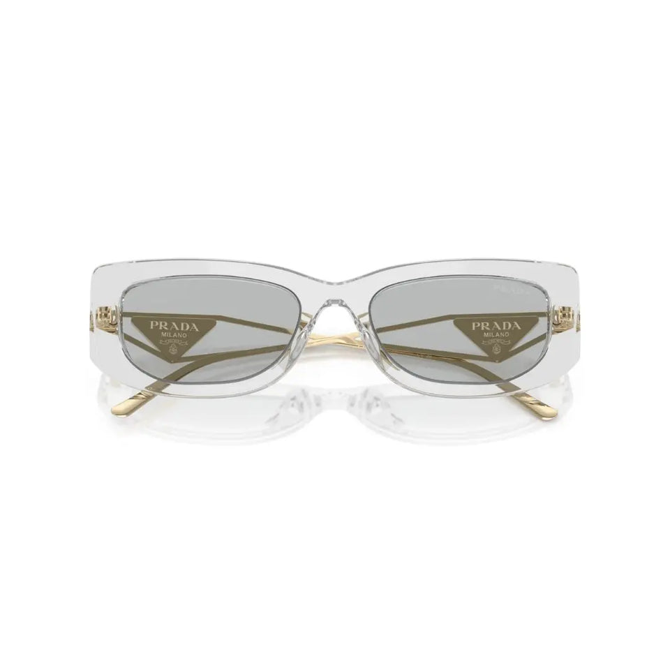 Folded View: Prada PR 14YS 12R50K – Compact Foldable Design, Signature Branding, Luxury Women’s Eyewear

