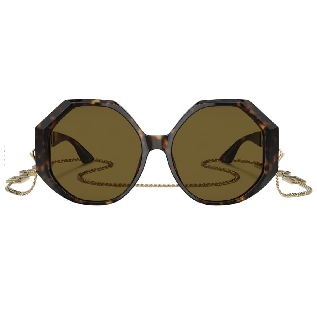 Versace VE4395 534673 - Havana Frame with Dark Brown Lens Front View