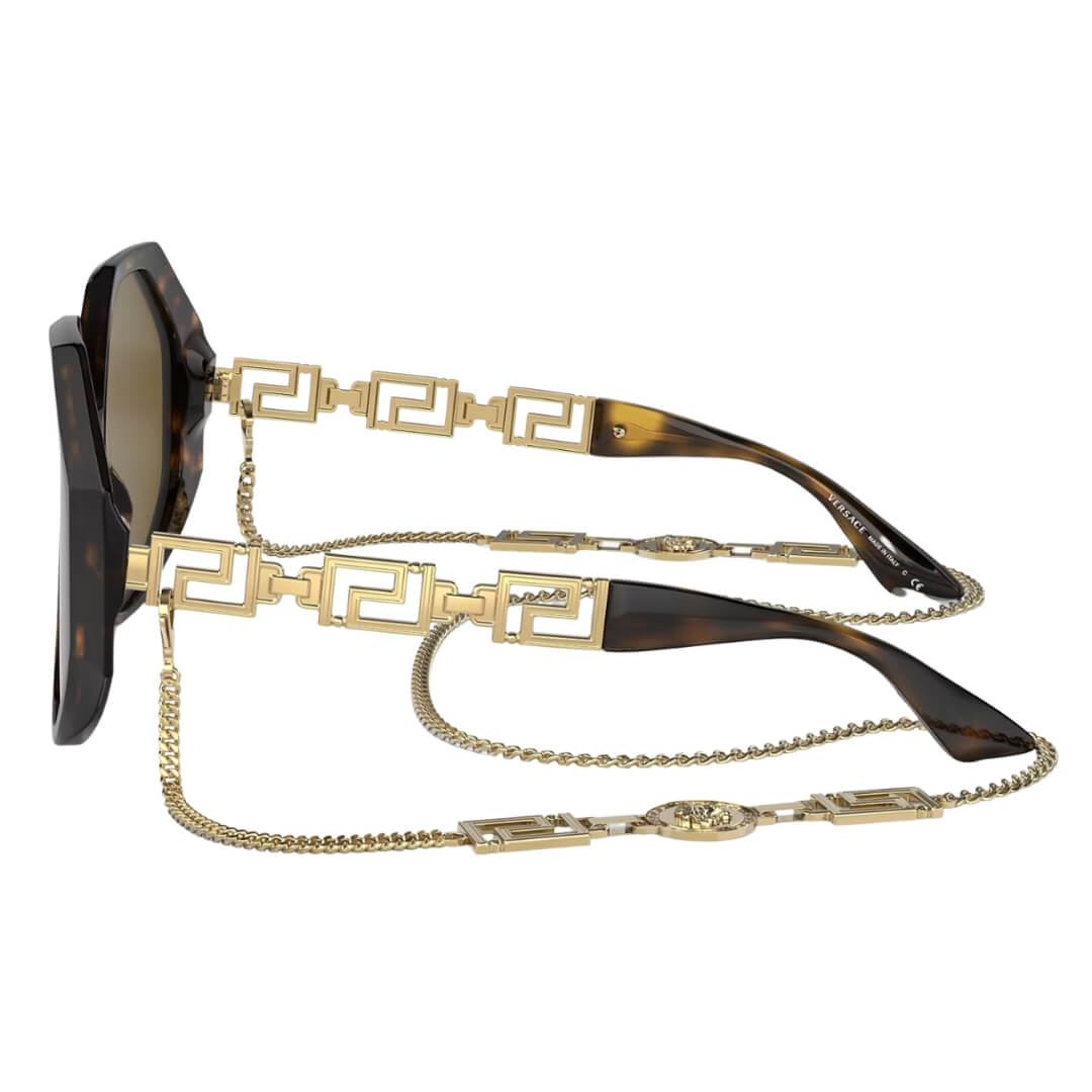 Versace VE4395 534673 - Havana Frame with Dark Brown Lens Side Frame View