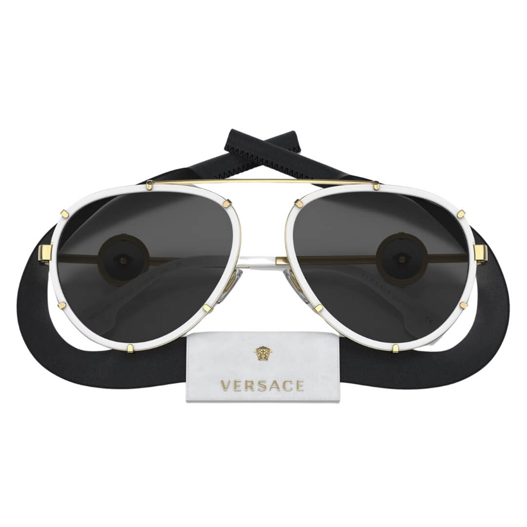 Versace VE2232 147187 - White Frame with Dark Grey Lens Folded View