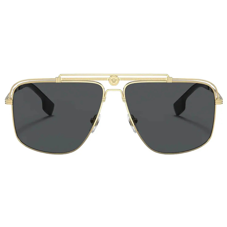 Versace VE2242 100287 Sunglasses - Gold Frame, Dark Grey Lens Versace