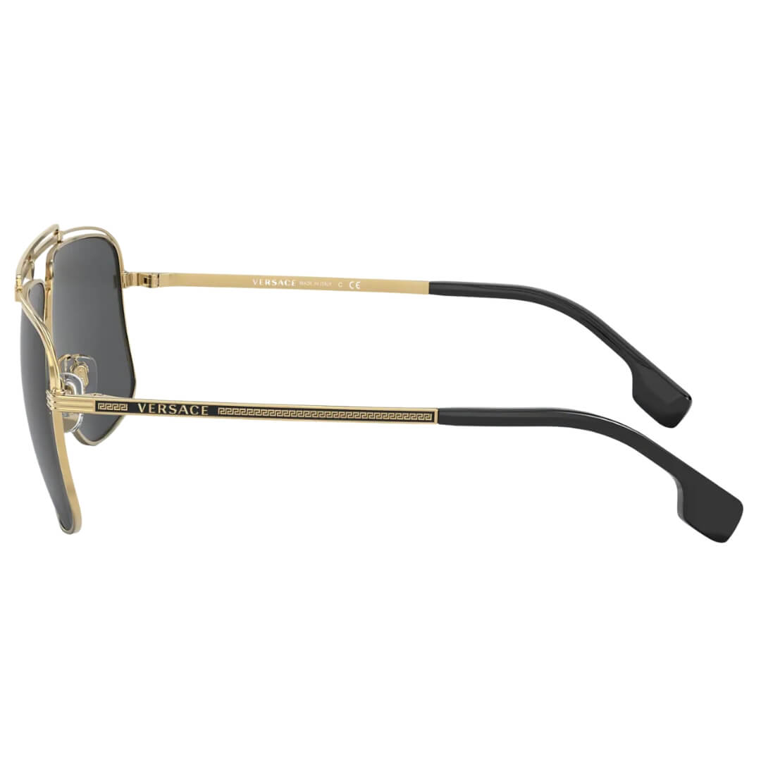 Versace VE2242 100287 Sunglasses - Gold Frame, Dark Grey Lens