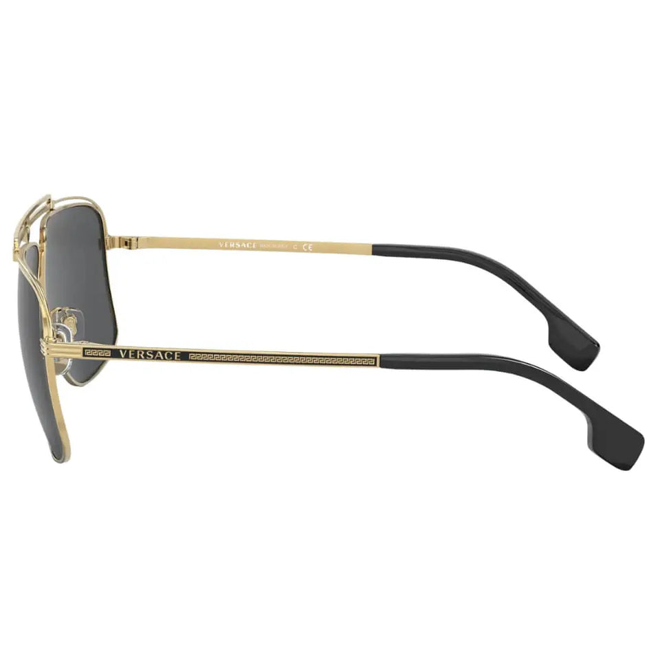 Versace VE2242 100287 Sunglasses - Gold Frame, Dark Grey Lens Versace