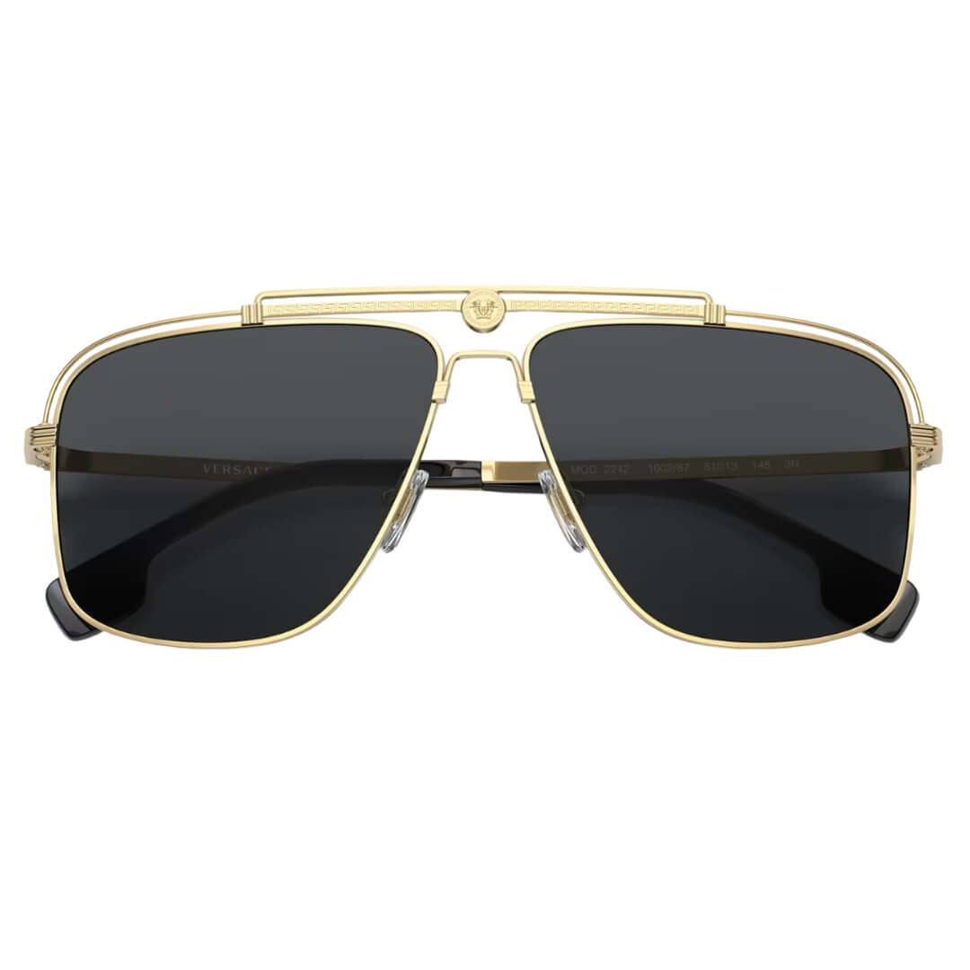 Versace VE2242 100287 Sunglasses - Gold Frame, Dark Grey Lens
