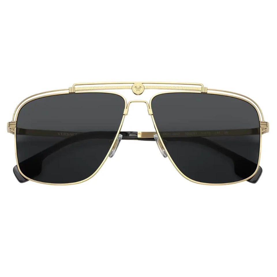 Versace VE2242 100287 Sunglasses - Gold Frame, Dark Grey Lens Versace