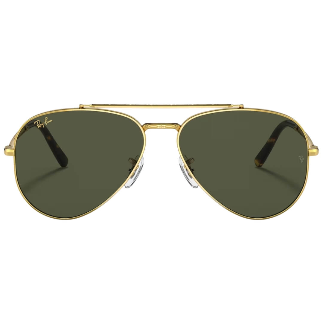 Ray-Ban New Aviator RB3625 919631 Sunglasses - Gold Frame, Green Lens Front View
