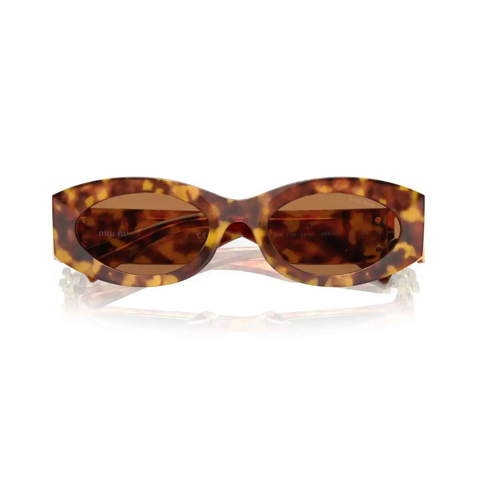 Folded View: Miu Miu MU 11WS 4BW2Z1 – Compact Foldable Design, Statement Gold Miu Miu Logo
