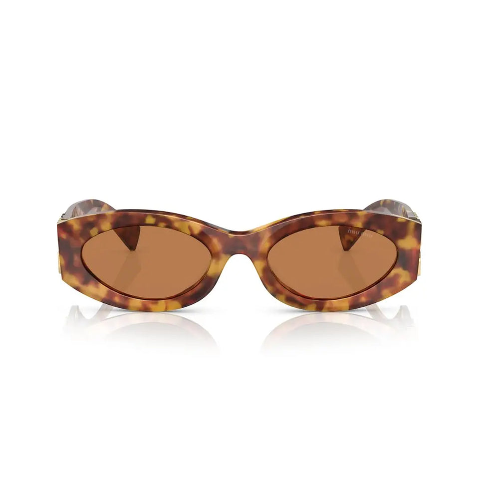 Front View: Miu Miu MU 11WS 4BW2Z1 Women’s Sunglasses – Havana Frame, Brown Lenses, Luxury Eyewear
