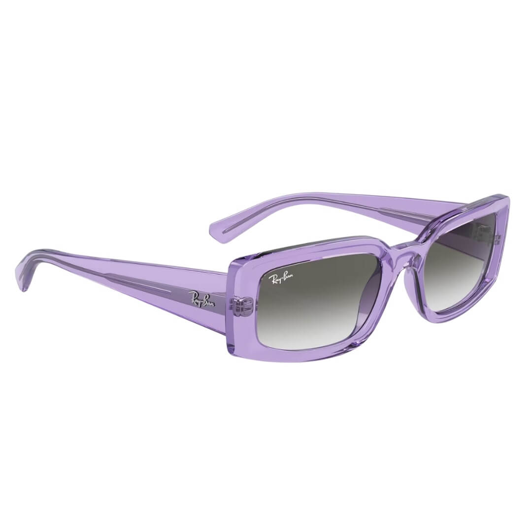 Ray-Ban Kiliane RB4395 66858E Sunglasses - Transparent Violet Frame, Light Grey Lens Front Side Right View