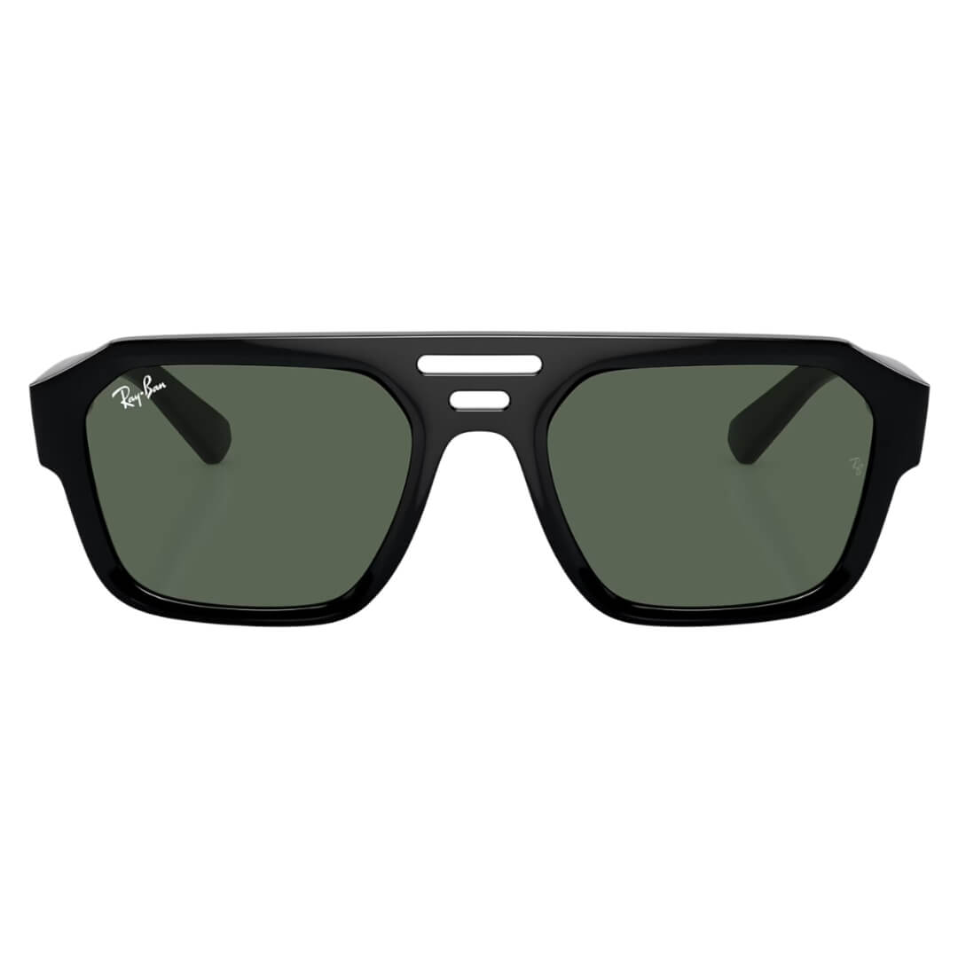 Ray-Ban Corrigan RB4397 667771 Sunglasses - Black Frame, Dark Green Lens Front View
