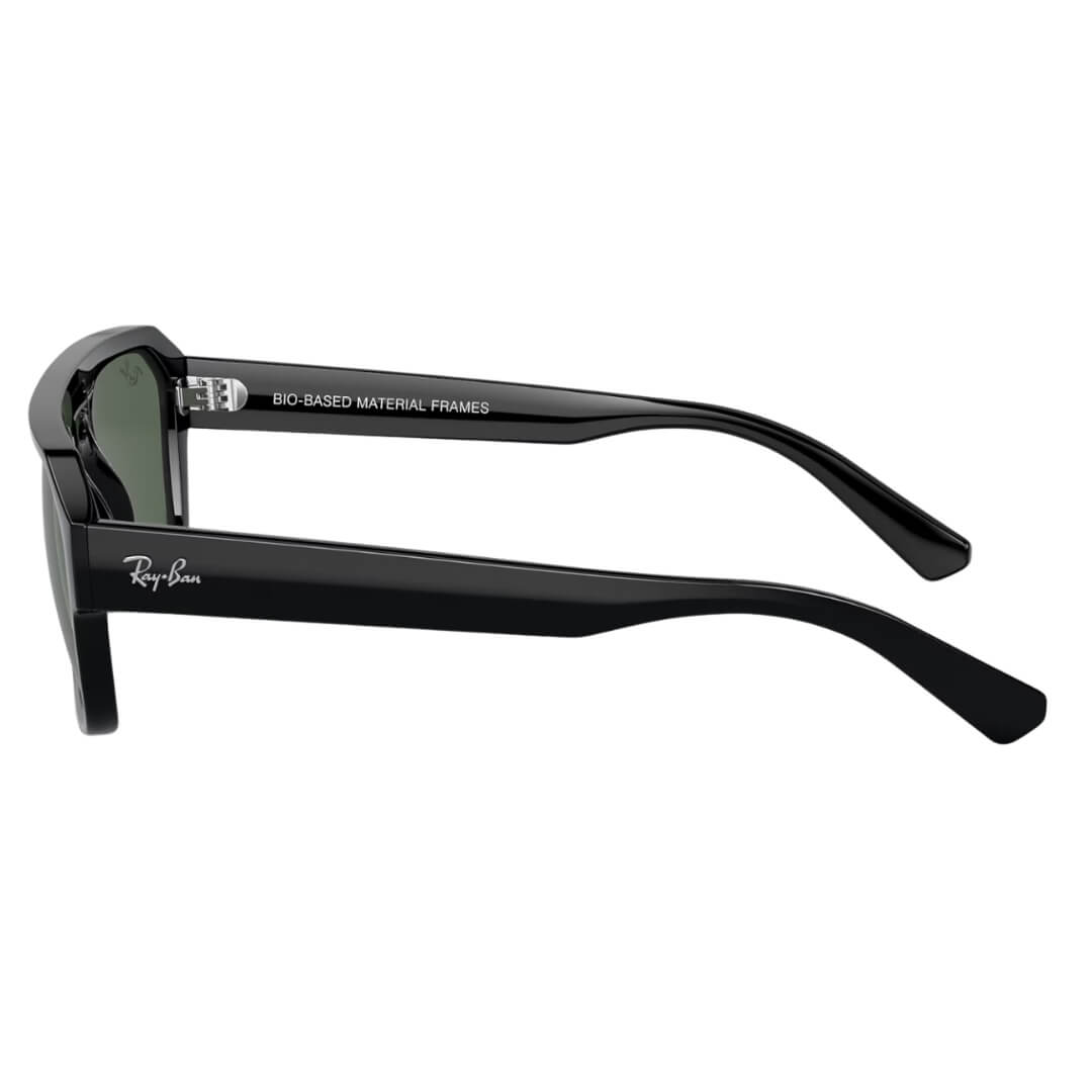 Ray-Ban Corrigan RB4397 667771 Sunglasses - Black Frame, Dark Green Lens Side View