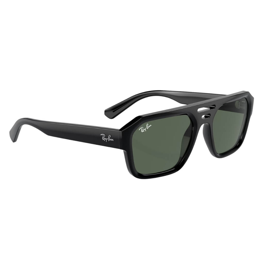 Ray-Ban Corrigan RB4397 667771 Sunglasses - Black Frame, Dark Green Lens Front Side View