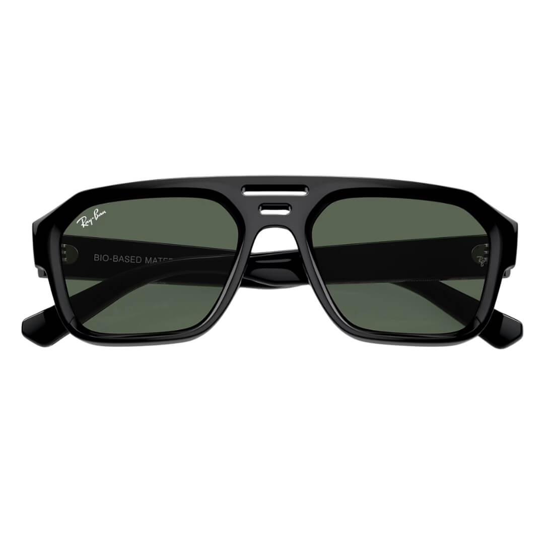 Ray-Ban Corrigan RB4397 667771 Sunglasses - Black Frame, Dark Green Lens  Folded view