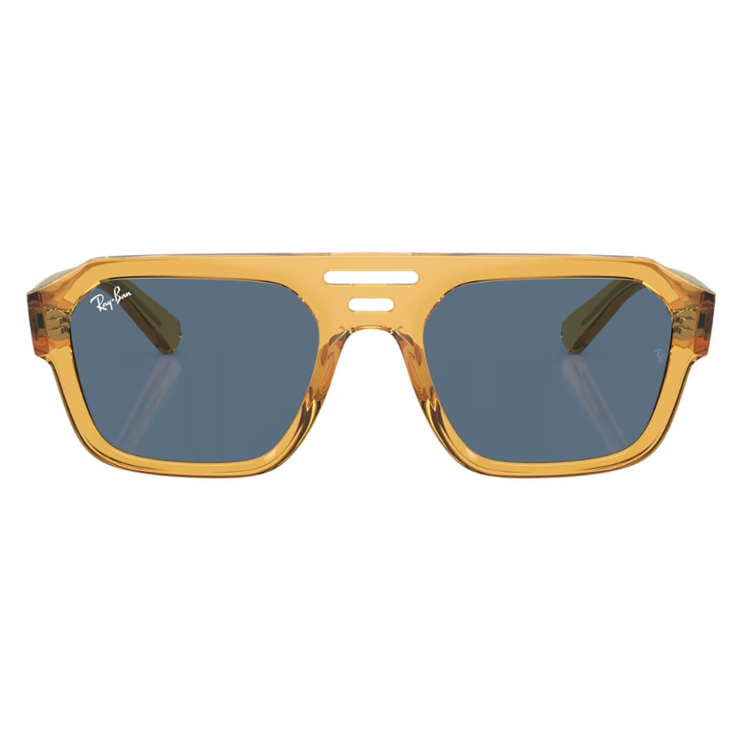 Ray-Ban Corrigan RB4397 668280 - Transparent Yellow Frame with Dark Blue Lens Front View