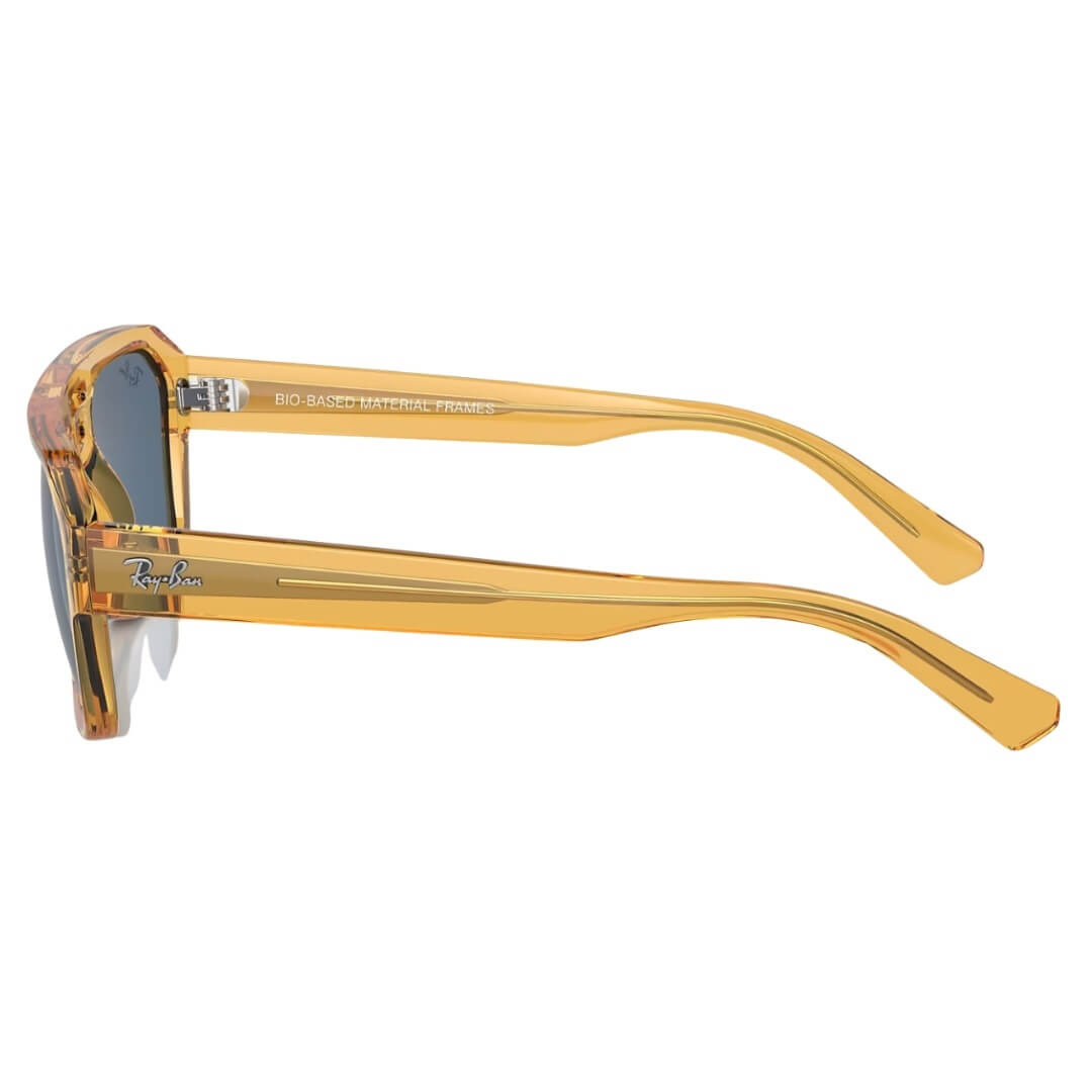 Ray-Ban Corrigan RB4397 668280 - Transparent Yellow Frame with Dark Blue Lens Side View