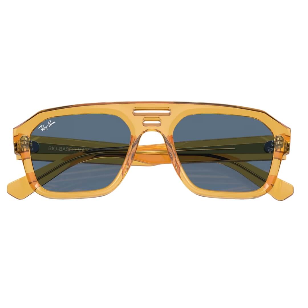 Ray-Ban Corrigan RB4397 668280 - Transparent Yellow Frame with Dark Blue Lens Folded View