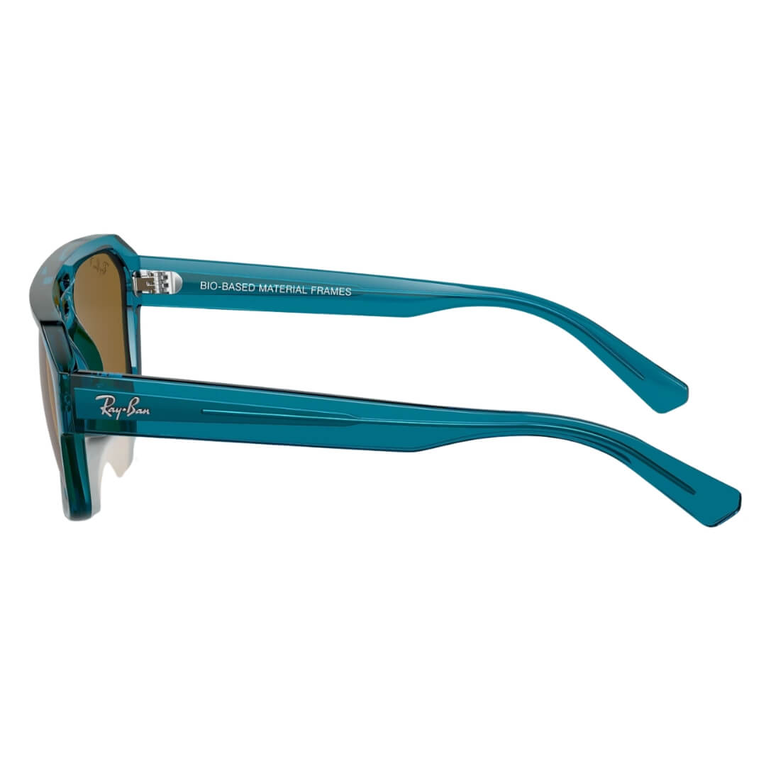 Ray-Ban Corrigan RB4397 668383 - Transparent Light Blue Frame with Polarized Dark Brown Lens Side View