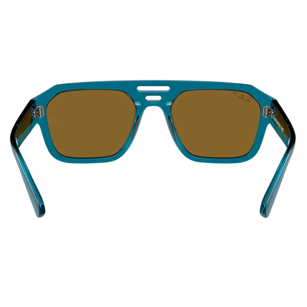Ray-Ban Corrigan RB4397 668383 - Transparent Light Blue Frame with Polarized Dark Brown Lens Back View