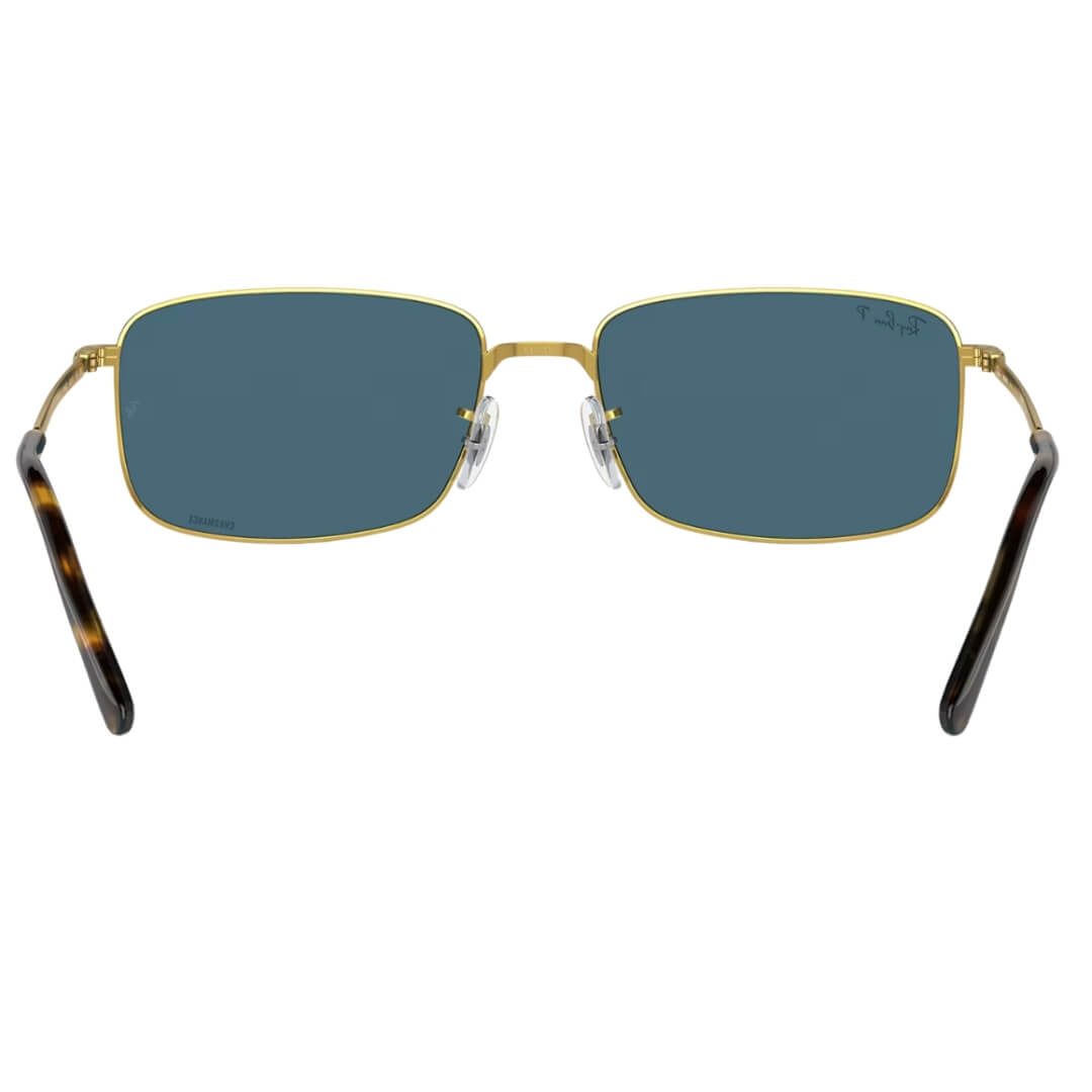 Ray-Ban RB3717 9196S2 Sunglasses - Gold Frame, Polarized Blue Lens Back View