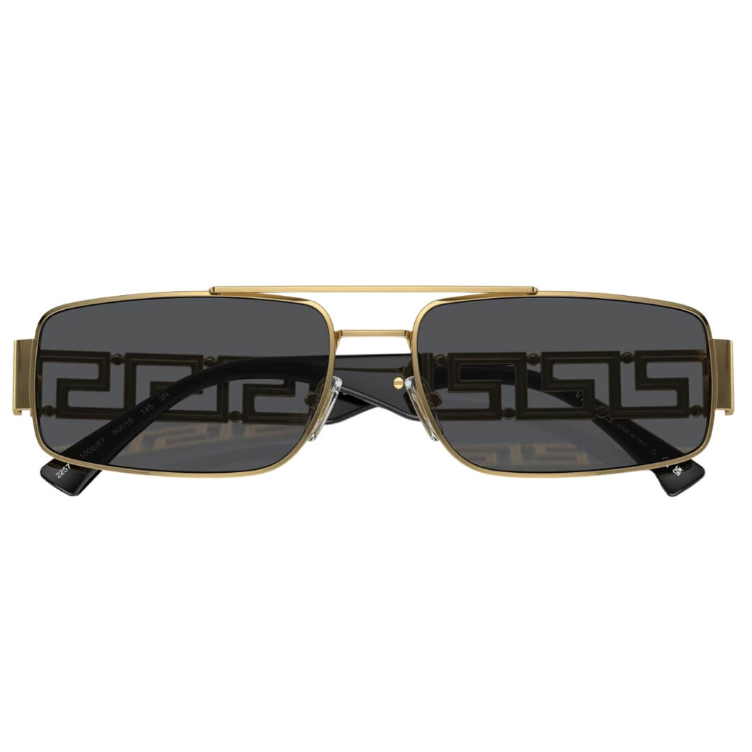 Versace VE2257 100287 - Gold Frame with Dark Grey Lens Folded View