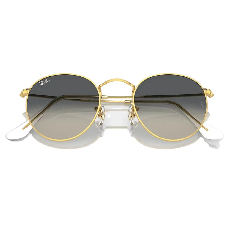 Ray-Ban Round Metal RB3447 001/71 Sunglasses - Gold Frame, Grey Lens Folded View