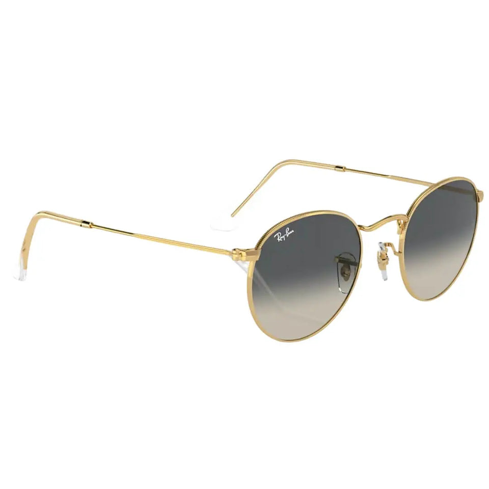 Ray-Ban Round Metal RB3447 001/71 Sunglasses - Gold Frame, Grey Lens Front Left View