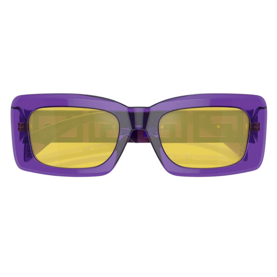 Versace VE4444U 5408V9 - Transparent Violet Frame with Yellow Mirror Lens Folded View