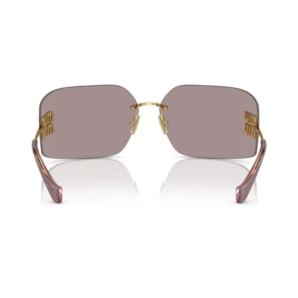 Back View: Miu Miu MU 54YS 5AK06I Sunglasses – Lightweight Gold Metal Construction, Premium