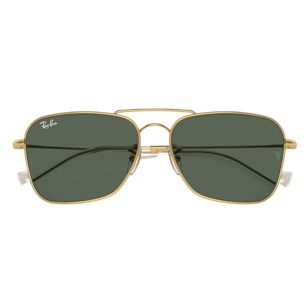 Ray-Ban Caravan Reverse RBR0102S 001/VR - Gold Frame with Green Lens Folded View