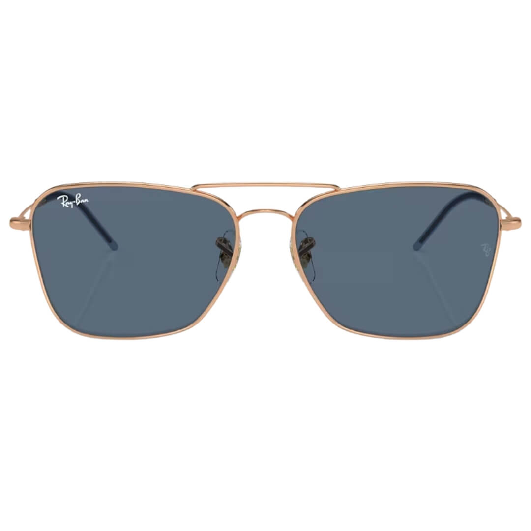 Ray-Ban Caravan Reverse RBR0102S 92023A - Rose Gold Frame with Blue Lens Front View