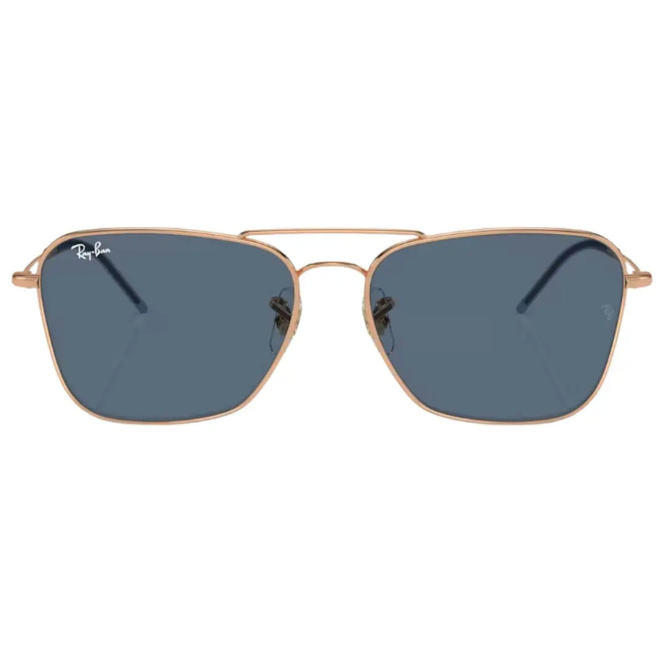 Ray-Ban Caravan Reverse RBR0102S 92023A - Rose Gold Frame with Blue Lens Front View