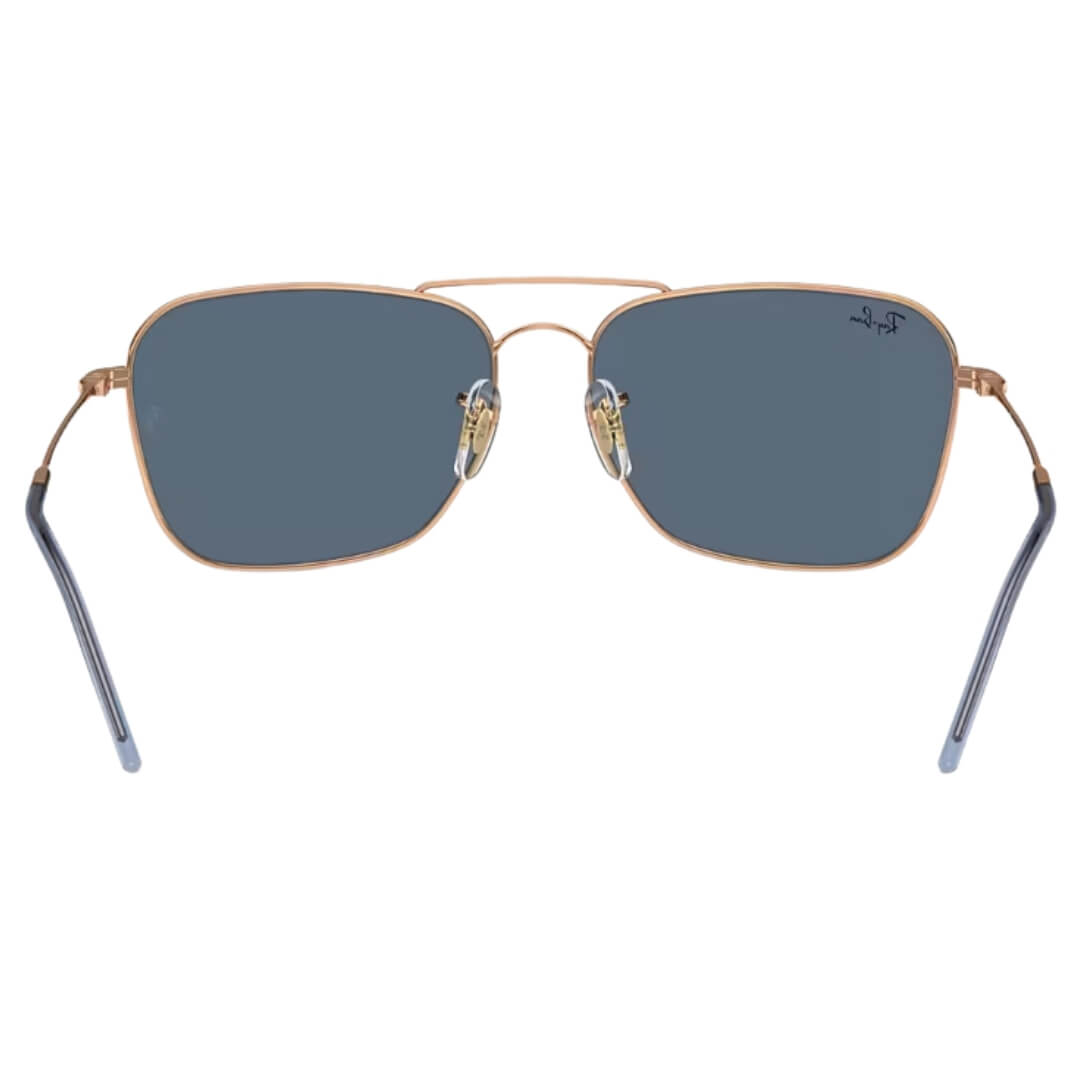 Ray-Ban Caravan Reverse RBR0102S 92023A - Rose Gold Frame with Blue Lens Back View