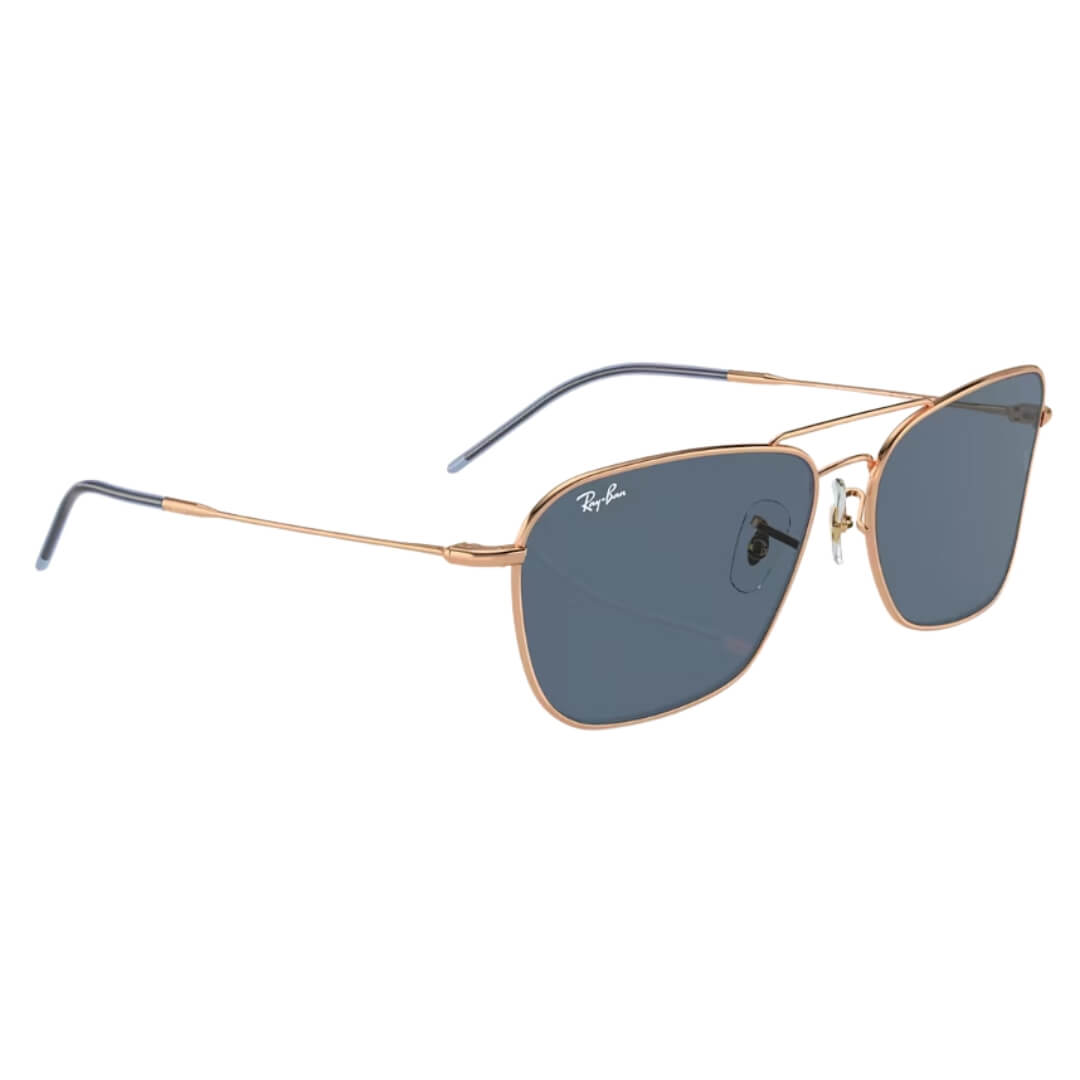 Ray-Ban Caravan Reverse RBR0102S 92023A - Rose Gold Frame with Blue Lens Front left View