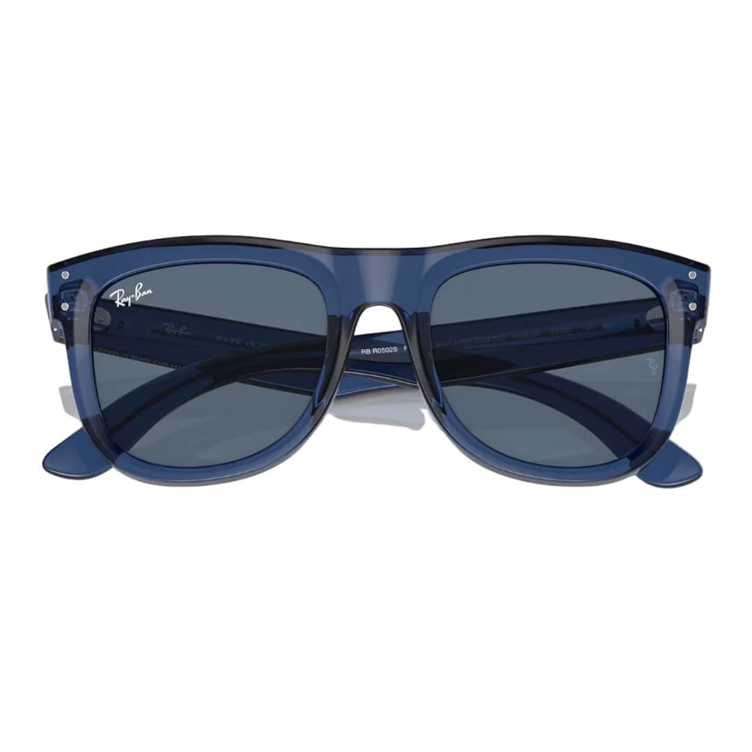 Ray-Ban Wayfarer Reverse RBR0502S 67083A - Transparent Navy Blue Frame with Blue Lens Folded View