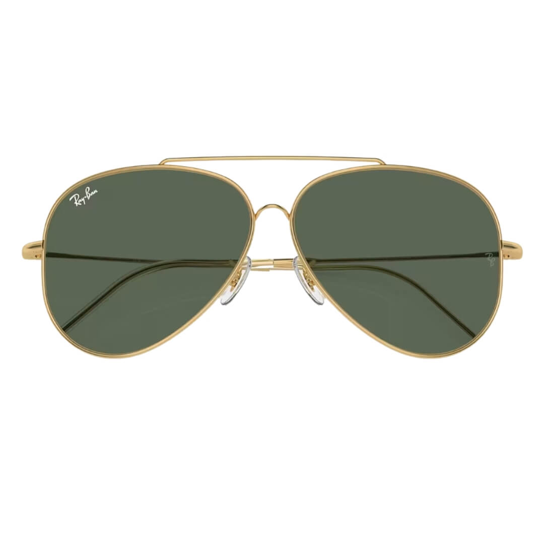 Ray-Ban Aviator Reverse RBR0101S 001/VR - Gold Frame with Green Lens Folded View