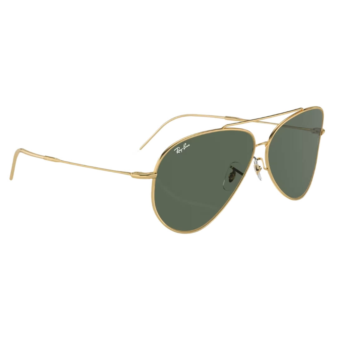 Ray-Ban Aviator Reverse RBR0101S 001/VR - Gold Frame with Green Lens Front Left View