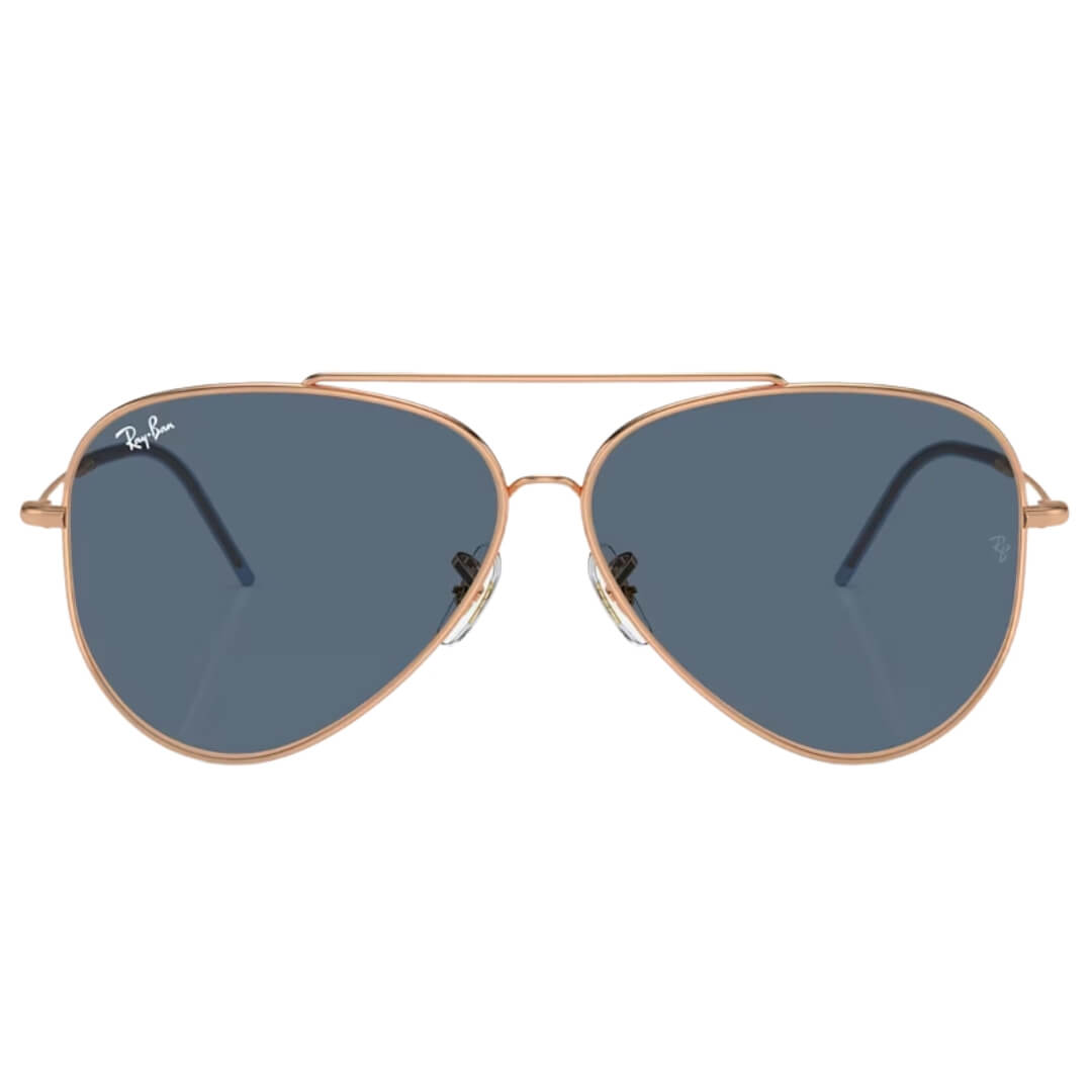 Ray-Ban Aviator Reverse RBR0101S 92023A - Rose Gold Frame with Blue Lens Front View