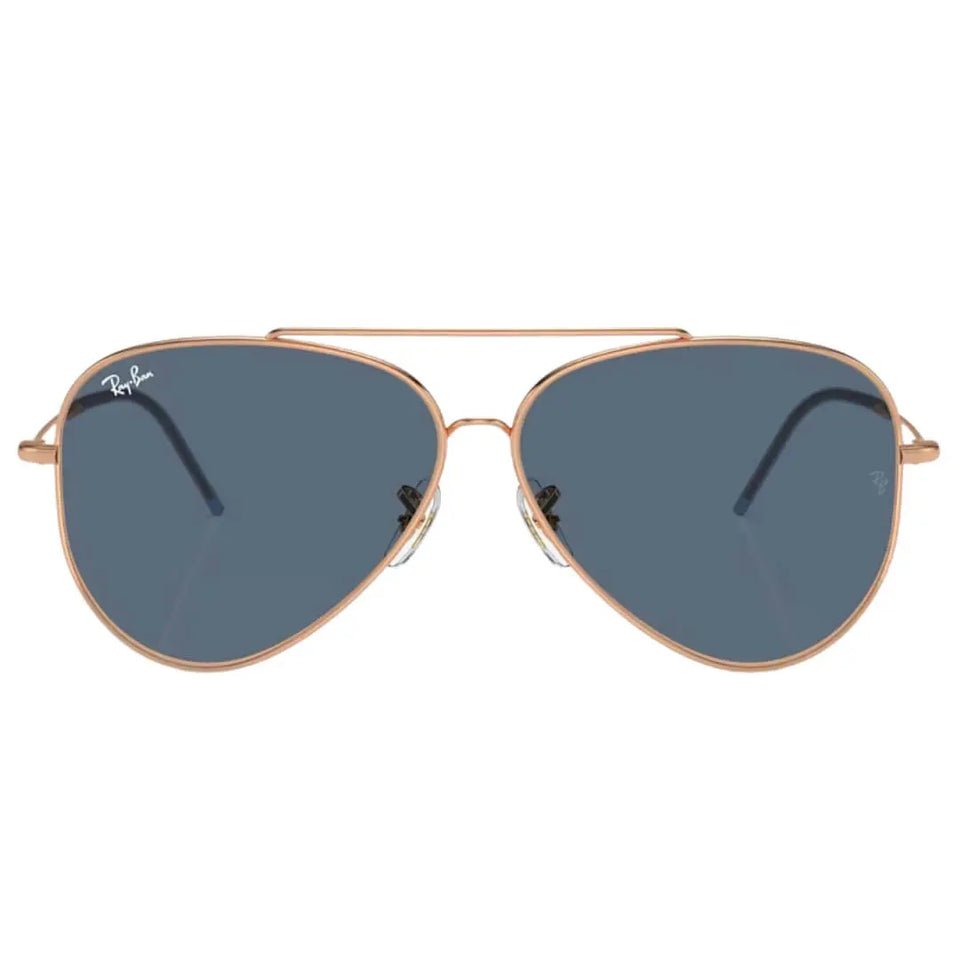 Ray-Ban Aviator Reverse RBR0101S 92023A - Rose Gold Frame with Blue Lens Front View
