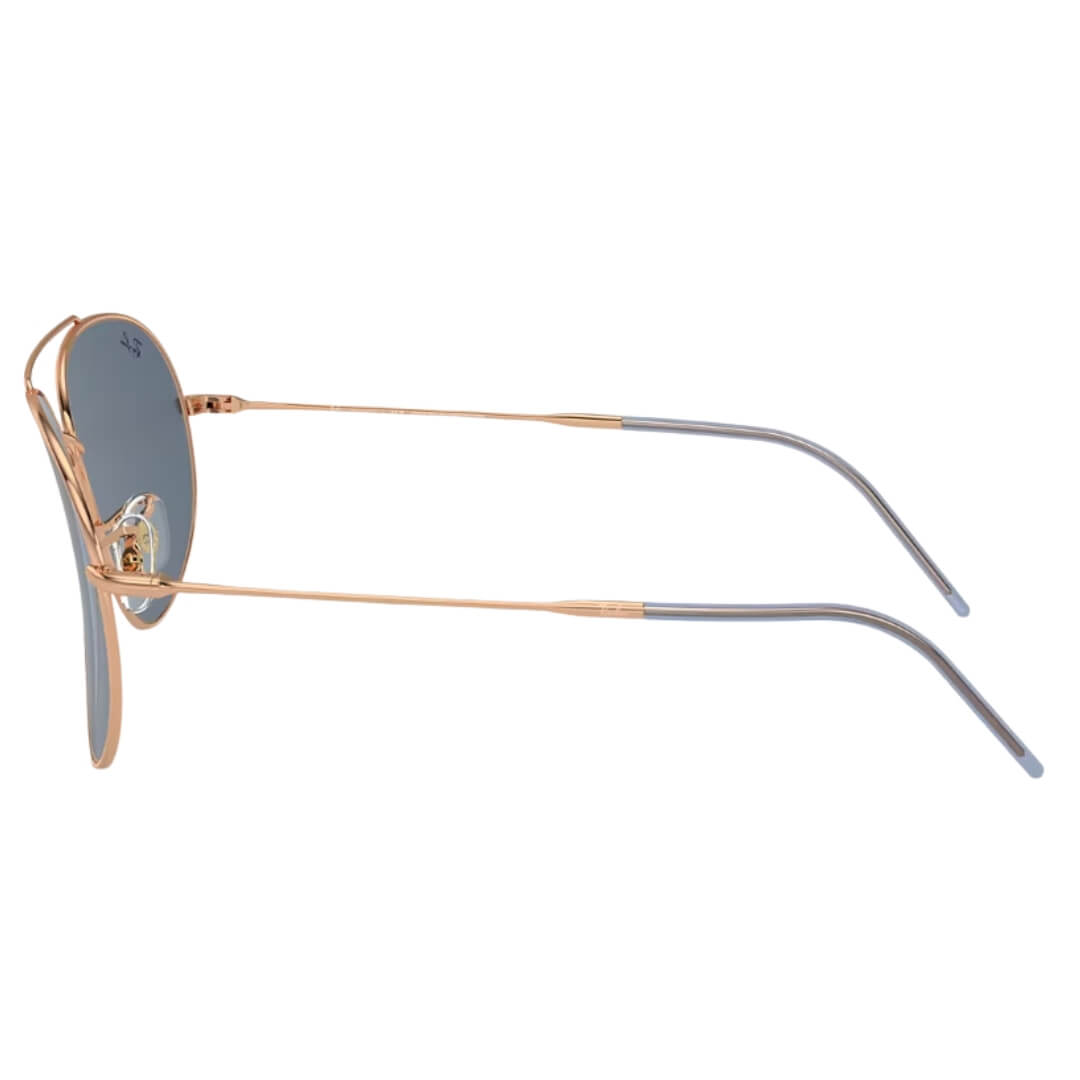 Ray-Ban Aviator Reverse RBR0101S 92023A - Rose Gold Frame with Blue Lens Side View