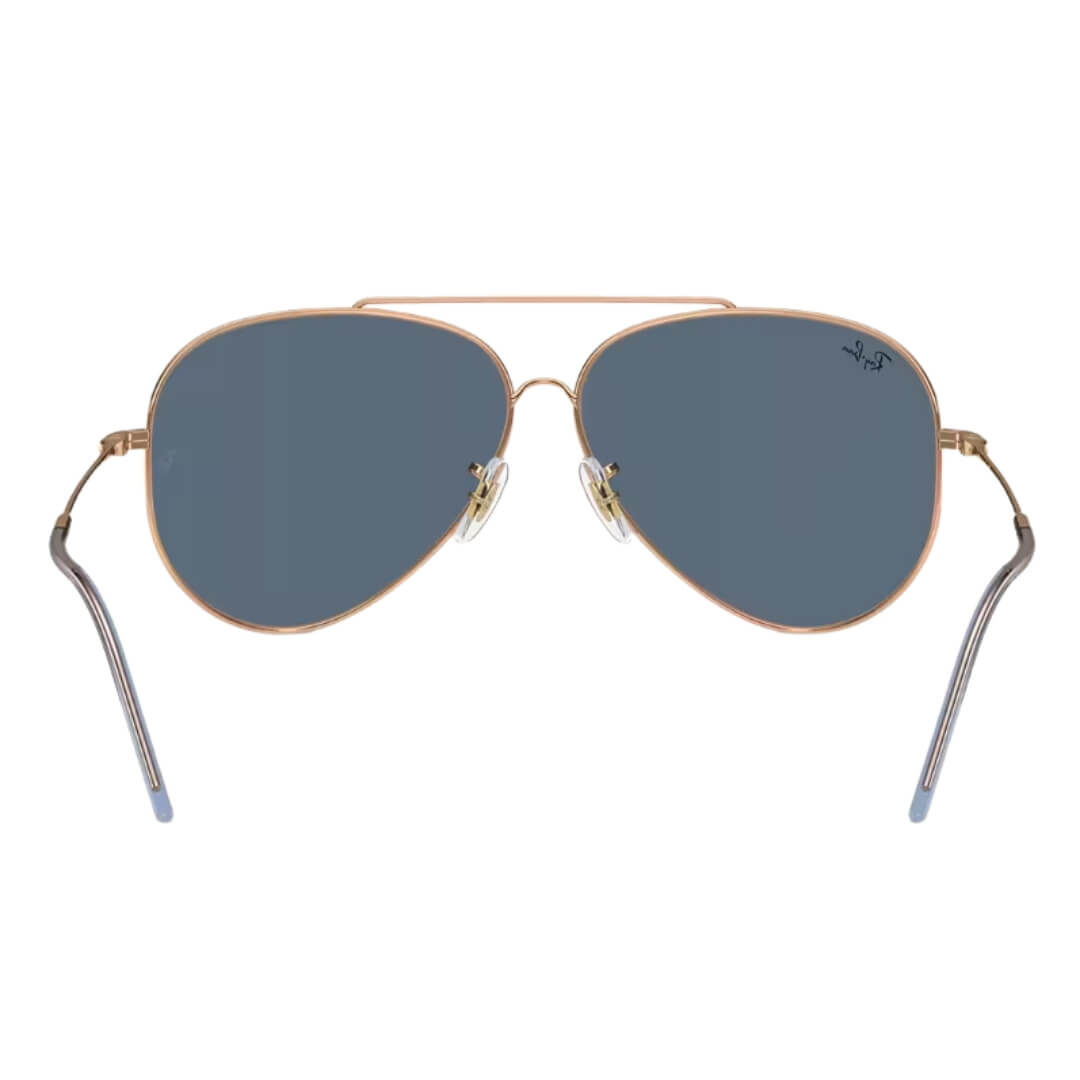 Ray-Ban Aviator Reverse RBR0101S 92023A - Rose Gold Frame with Blue Lens back view