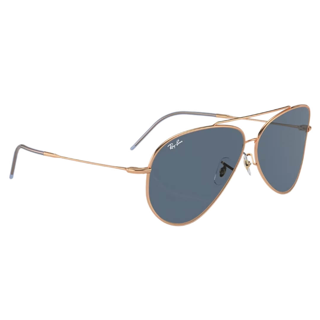 Ray-Ban Aviator Reverse RBR0101S 92023A - Rose Gold Frame with Blue Lens Front left View