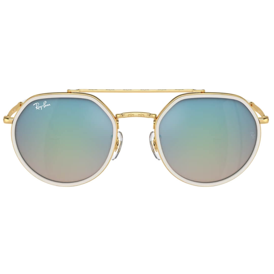 Ray-Ban RB3765 001/4O Sunglasses - Legend Gold Frame, Blue Mirror Lens Front View