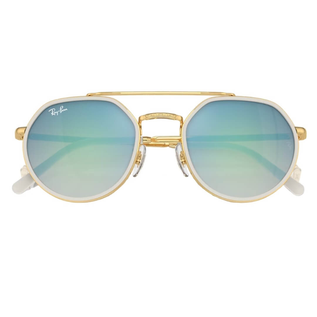 Ray-Ban RB3765 001/4O Sunglasses - Legend Gold Frame, Blue Mirror Lens Folded View