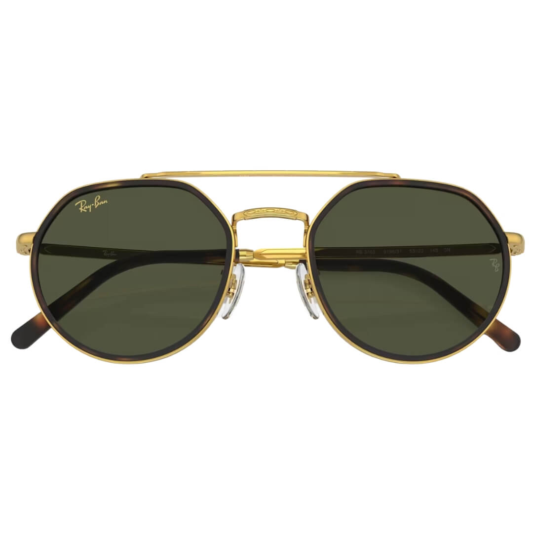 Ray-Ban RB3765 919631 Sunglasses - Legend Gold Frame with Green Lens Folded View