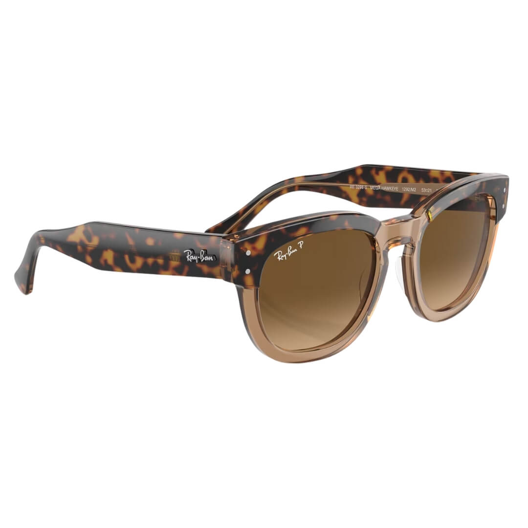 Ray-Ban Mega Hawkeye RB0298S 1292M2 Sunglasses - Havana on Transparent Brown, Brown Lens Left Front View