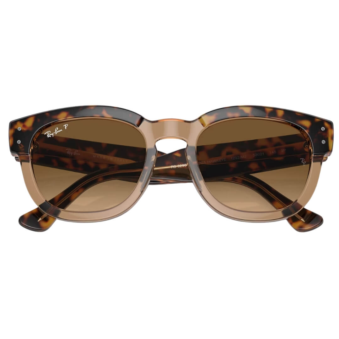Ray-Ban Mega Hawkeye RB0298S 1292M2 Sunglasses - Havana on Transparent Brown, Brown Lens Folded View